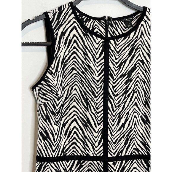 Ann Taylor Zebra Print Sheath Dress Petite 2P Black White Sleeveless Work - Picture 7 of 12